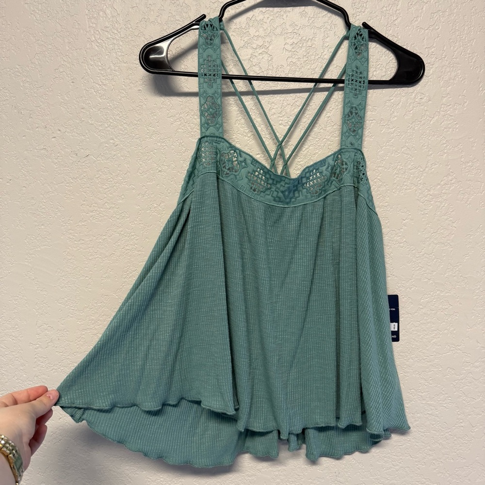 Lucky Brand Blue Strappy Swing Tank